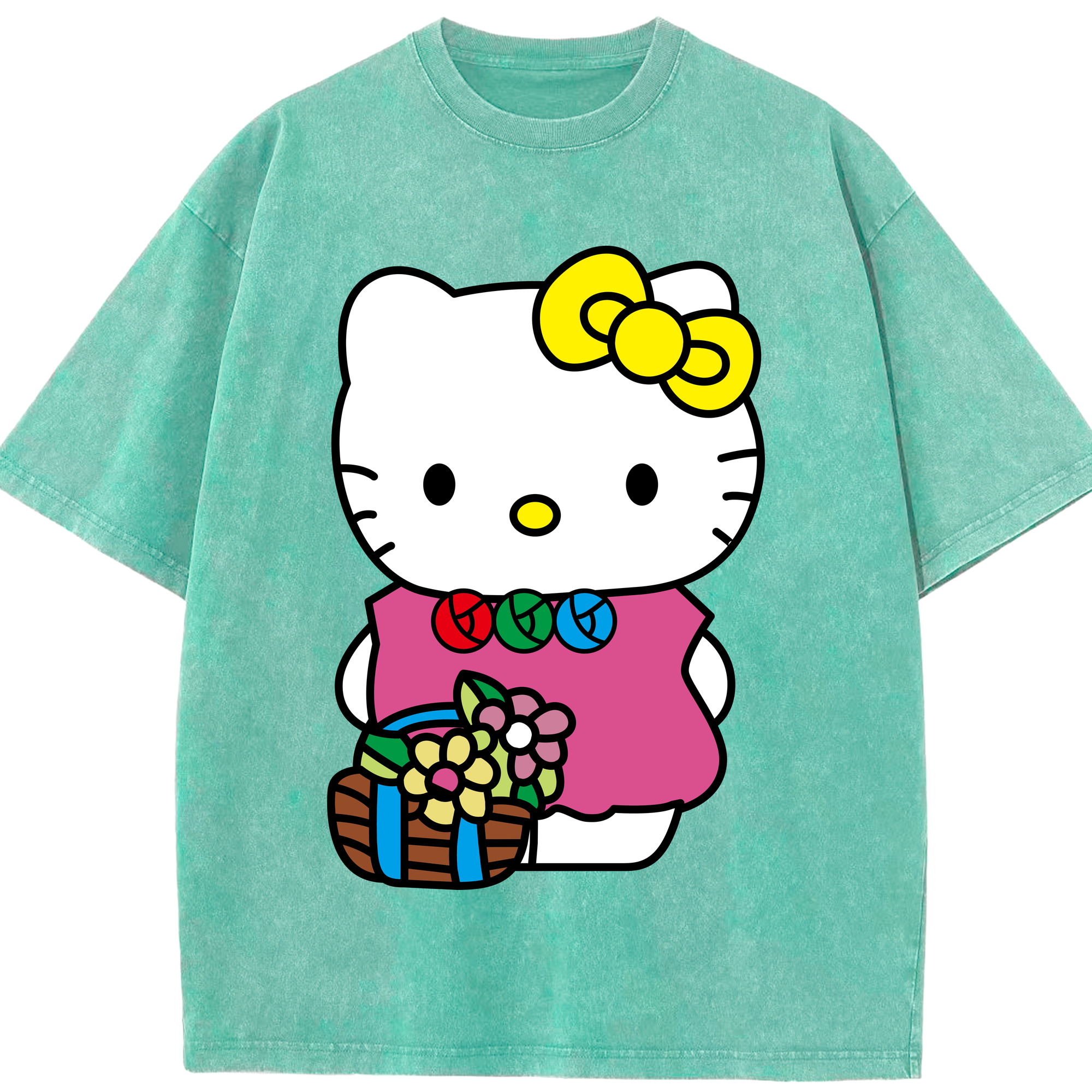 （画像用） Hello Kitty ハローキティ 綿100% ヴィンテージ風 半袖Tシャツ（フロントプリント）